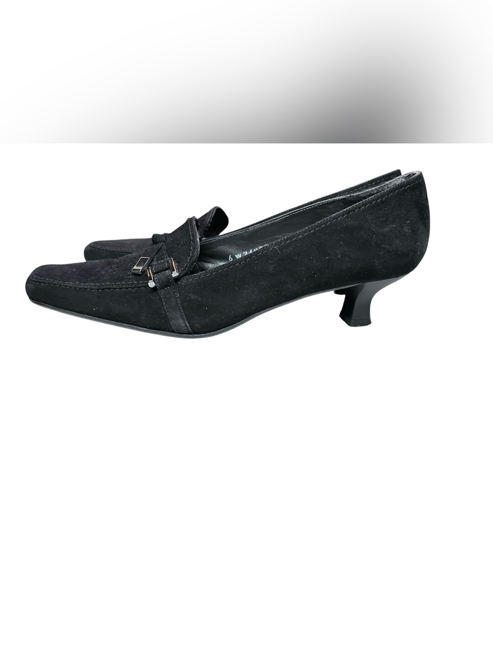 Stuart Weitzman Cabinet Black Suede Square Toe Kitten